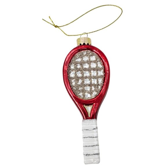 Tennis Ball and Tennis Racket Glass Ornament Set - Gift - Picture 3 of 4
